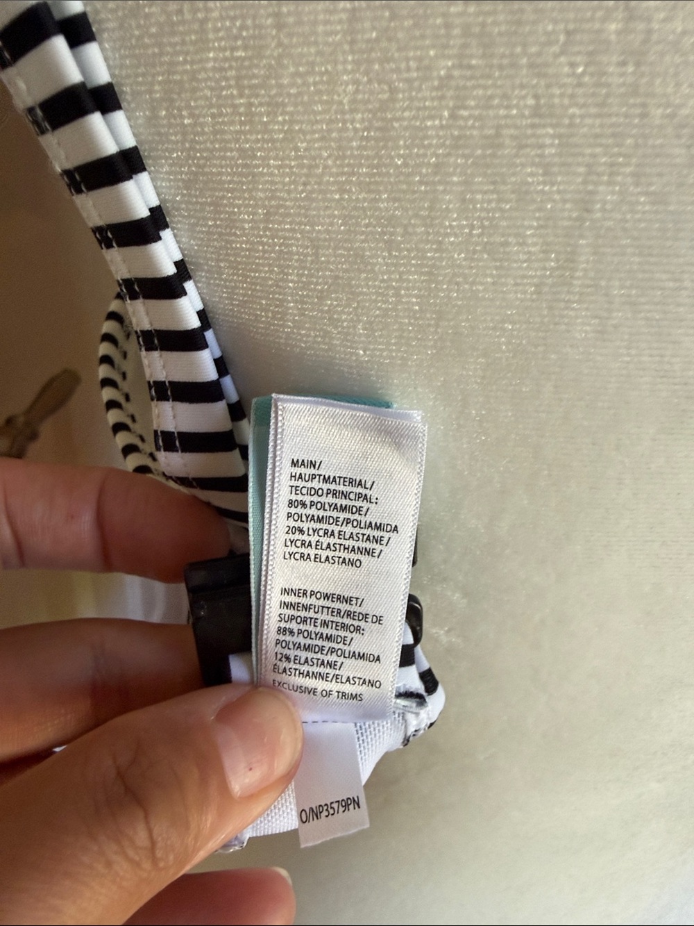 Panache Black & White Striped Twist Front Bikini Top - Picture 9 of 10